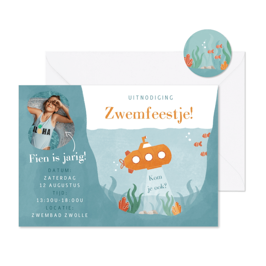 Kinderfeestje onderwaterwereld - Kaartimpressie