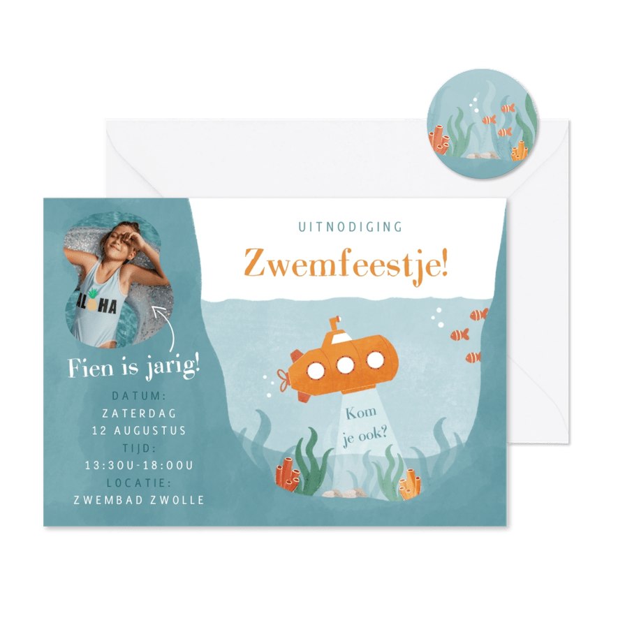 Kinderfeestje onderwaterwereld - Kaartimpressie