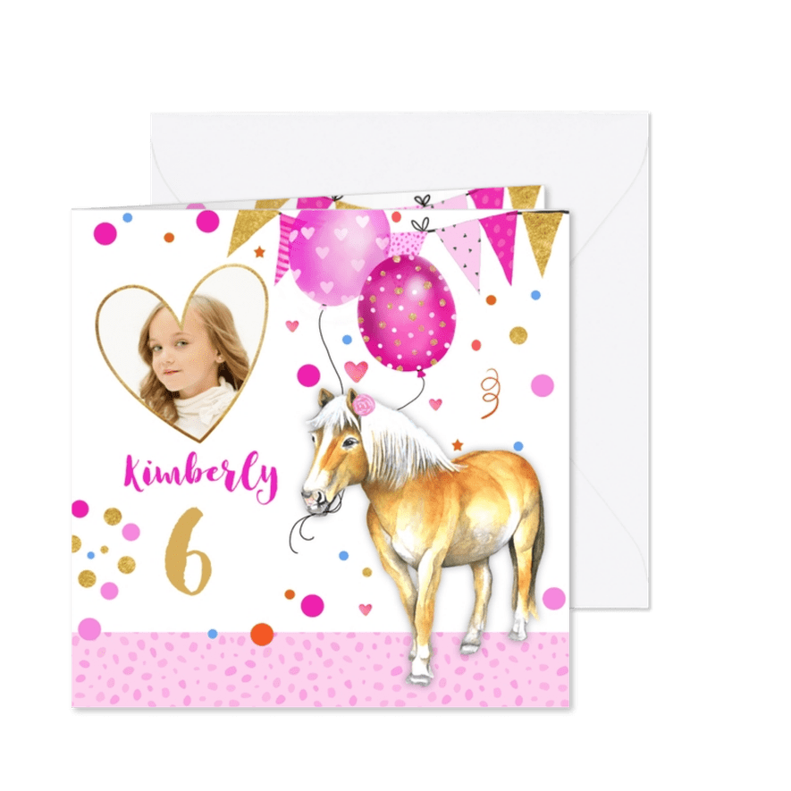 Kinderfeestje paardje ballonnen - Kaartimpressie