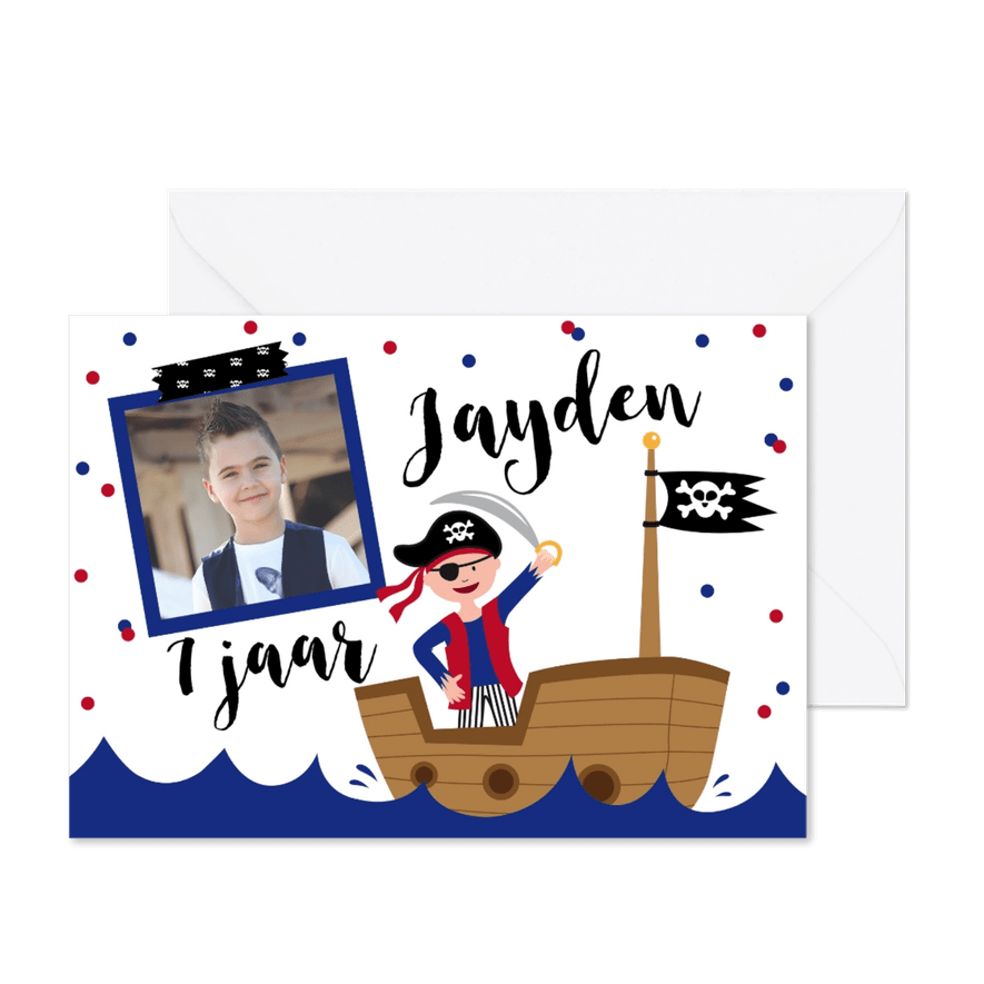 Kinderfeestje piraten confetti foto - Kaartimpressie