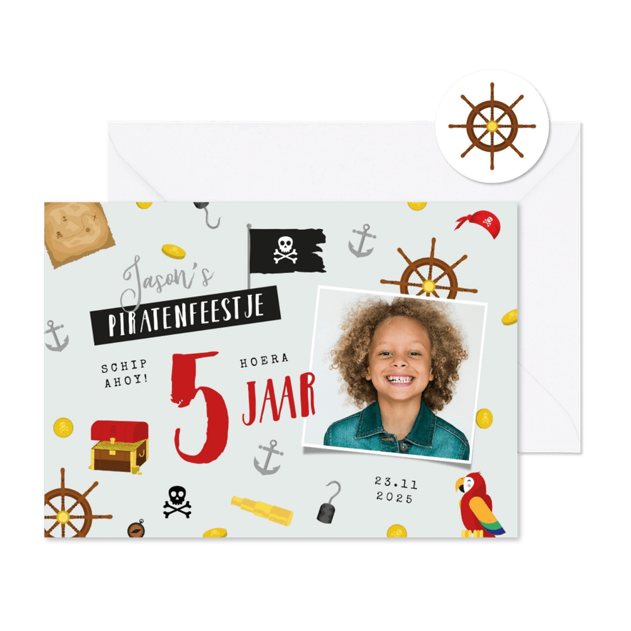 Kinderfeestje piraten thema foto feestje munten - Kaartimpressie