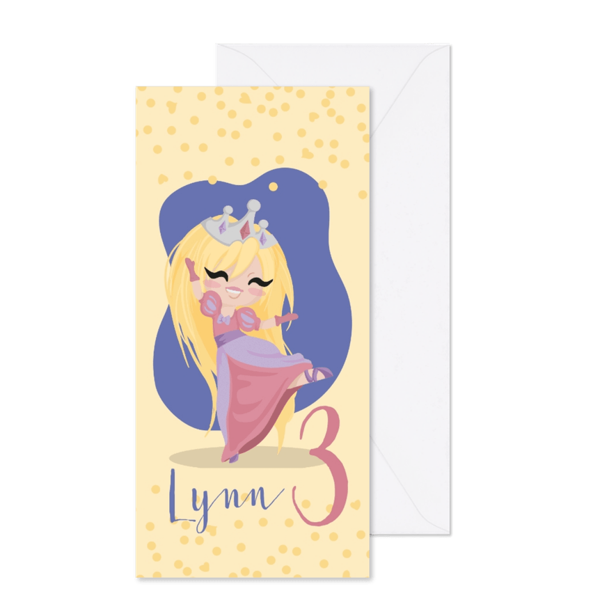 Kinderfeestje prinses met kroon - Kaartimpressie