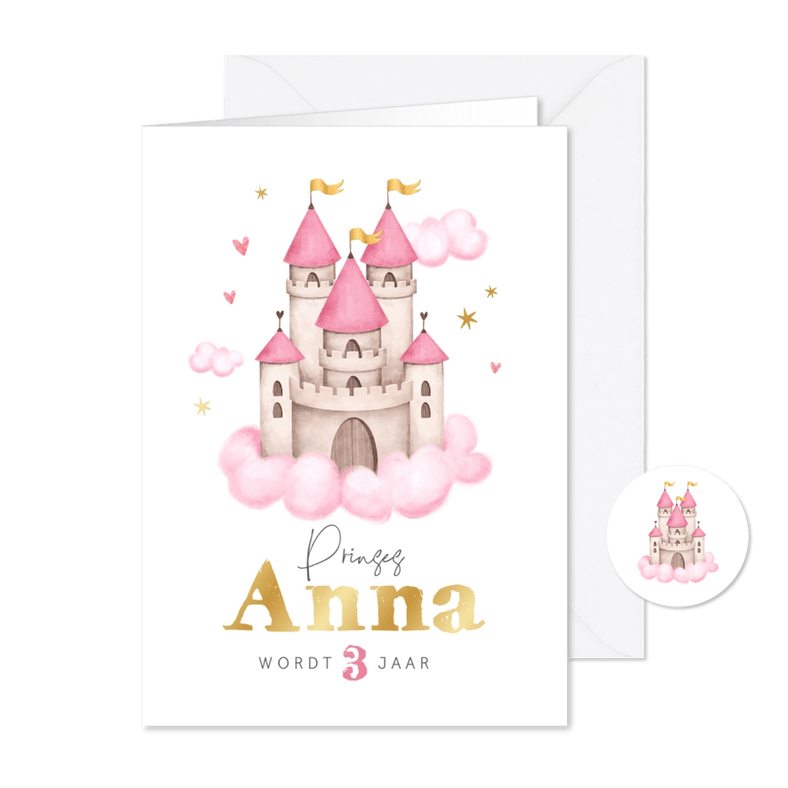 Kinderfeestje prinsessen thema magisch waterverf sterren - Kaartimpressie