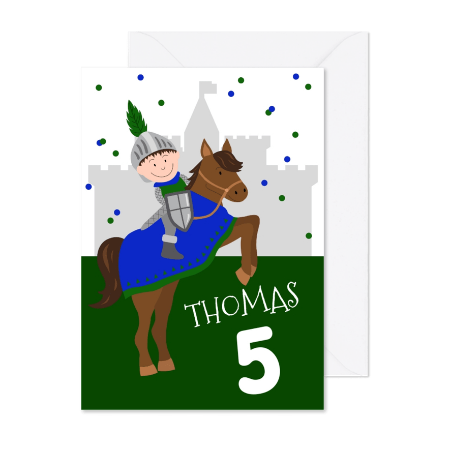 Kinderfeestje ridder confetti - Kaartimpressie