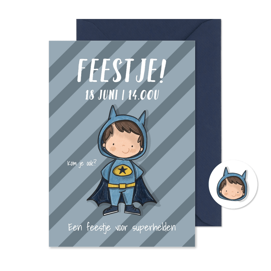 Kinderfeestje superhelden - Kaartimpressie