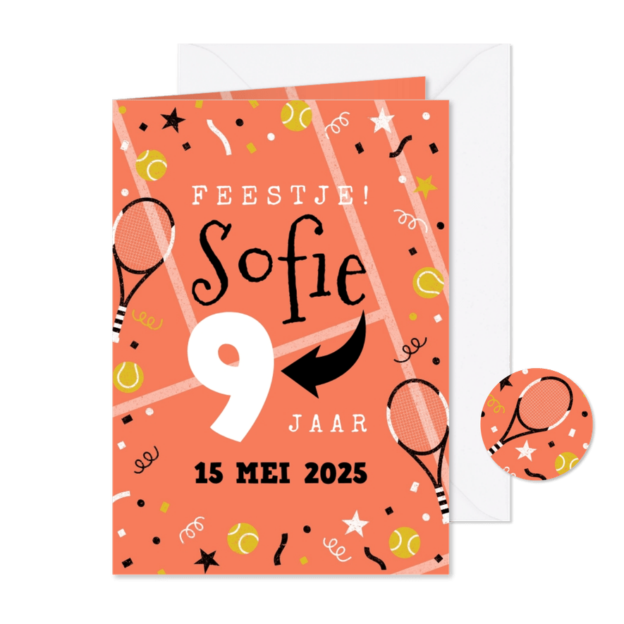 Kinderfeestje tennis thema aanpasbare leeftijd - Kaartimpressie