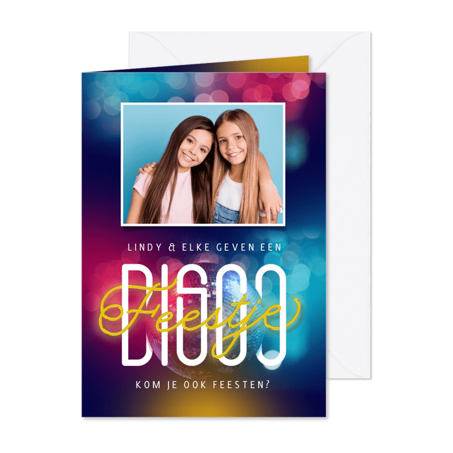 Kinderfeestje thema disco discobol foto - Kaartimpressie