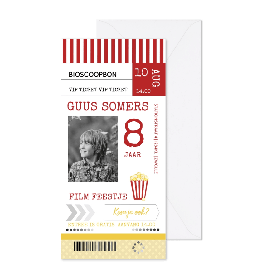 Kinderfeestje ticket film - Kaartimpressie