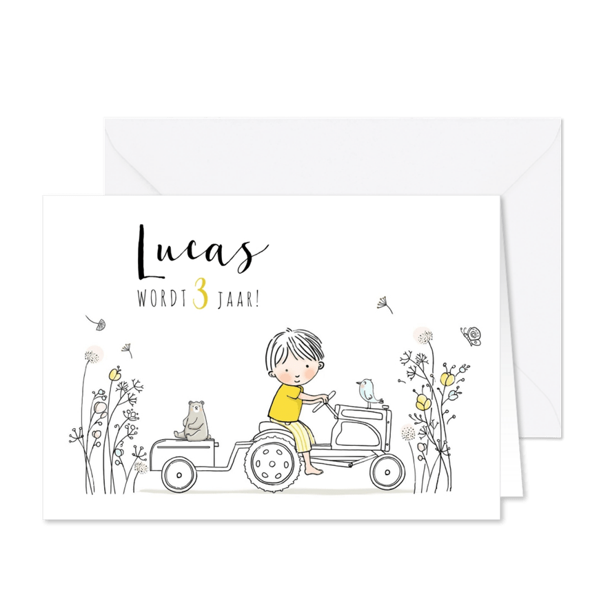 Kinderfeestje tractor met jongetje  - Kaartimpressie