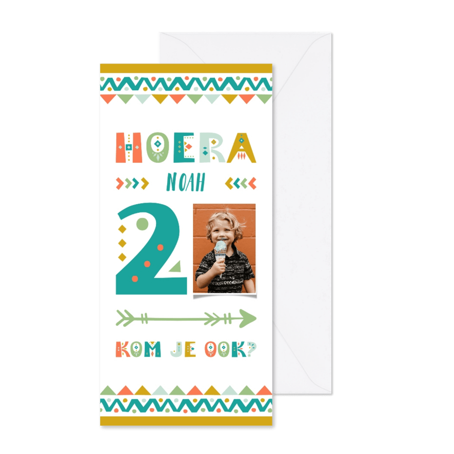 Kinderfeestje uitnodiging 2 jaar tribal stijl jongen - Kaartimpressie