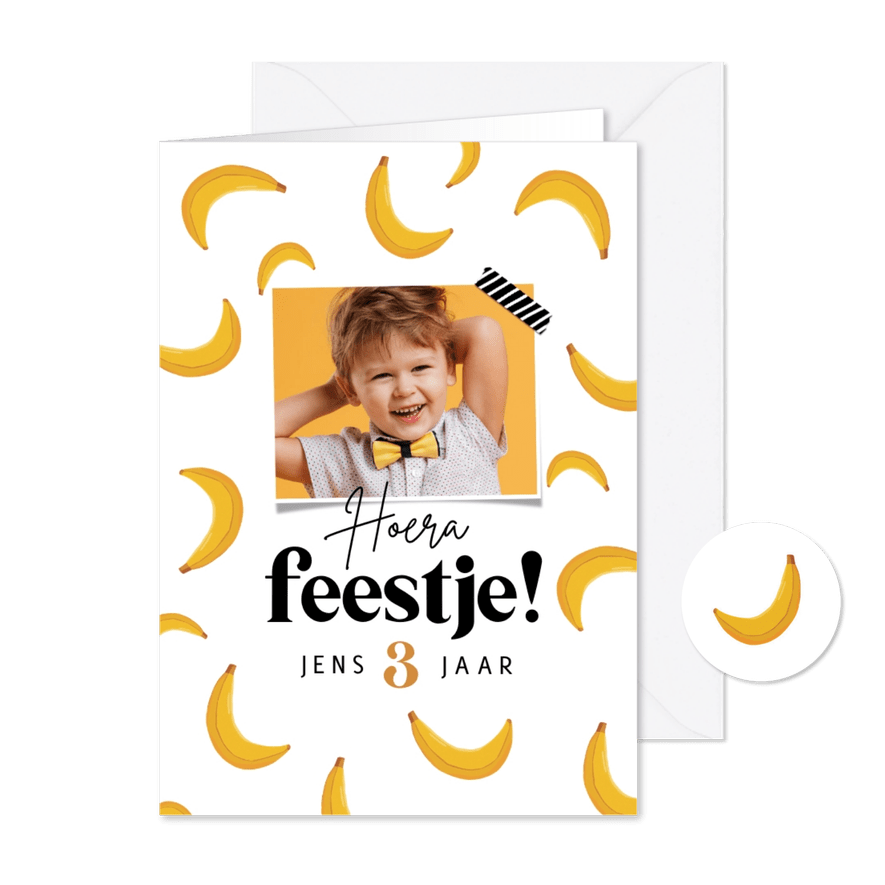Kinderfeestje uitnodiging banaan foto - Kaartimpressie