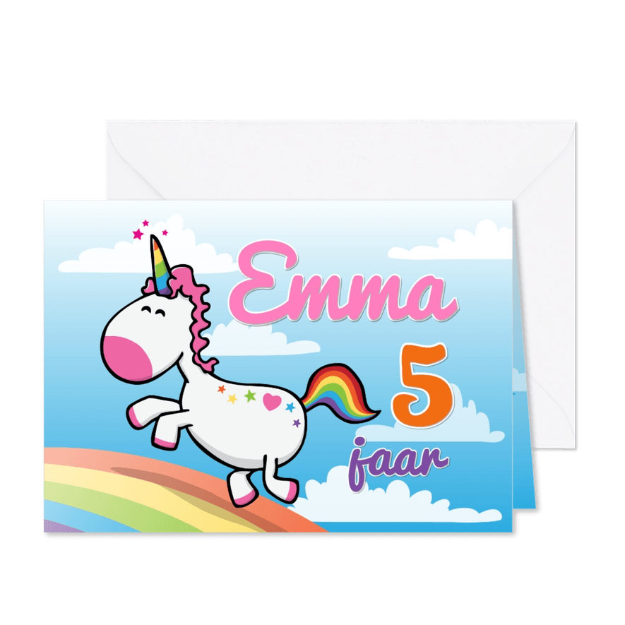Kinderfeestje uitnodiging eenhoorn feestje - Kaartimpressie