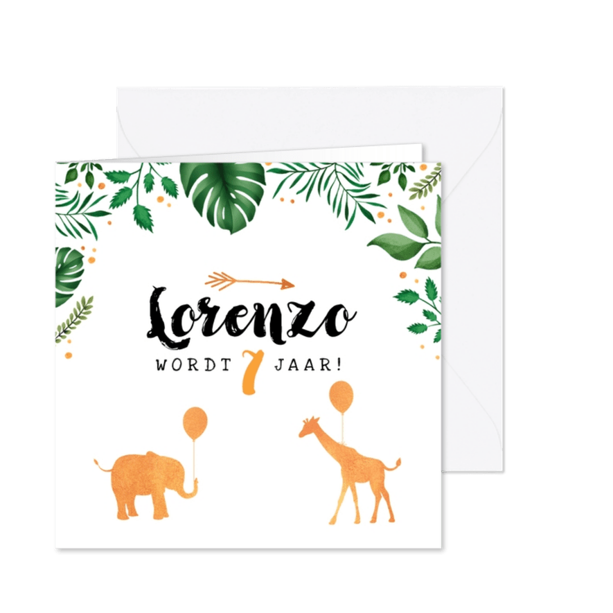 Kinderfeestje uitnodiging jungle hip met dieren - Kaartimpressie