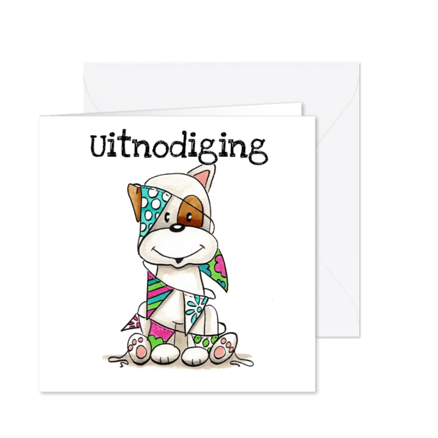 Kinderfeestje uitnodiging Odey met slingers - Kaartimpressie