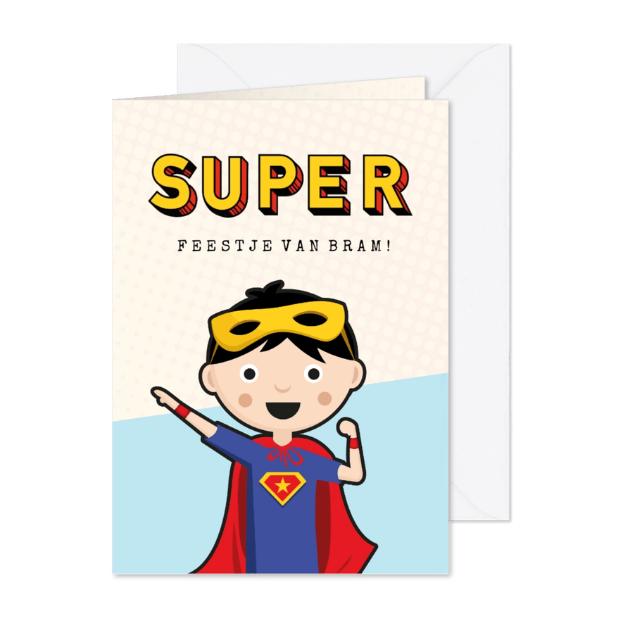 Kinderfeestje uitnodiging superhelden feestje jongen - Kaartimpressie
