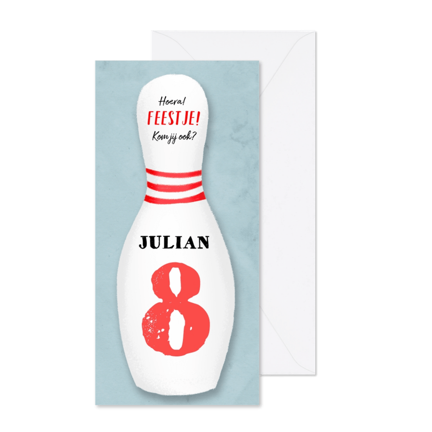 Kinderfeestje uitnodiging thema bowlen unisex - Kaartimpressie