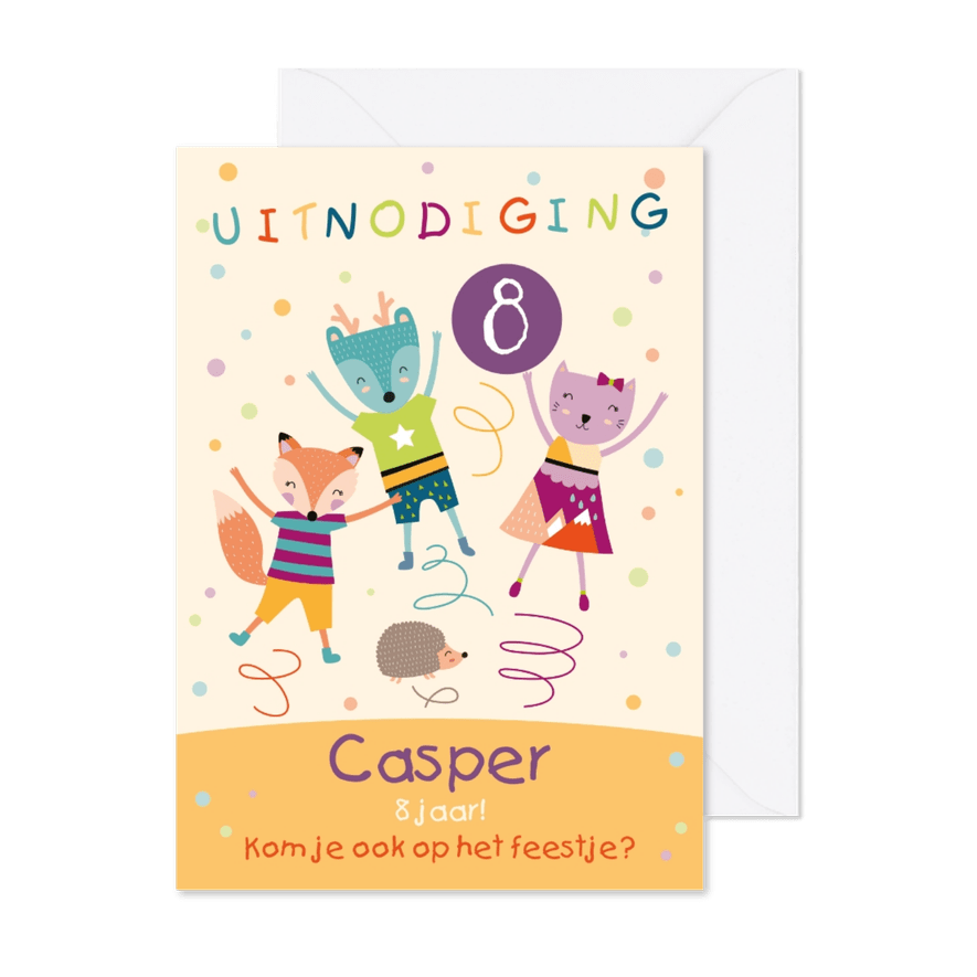 Kinderfeestje uitnodiging trampoline springen - Kaartimpressie