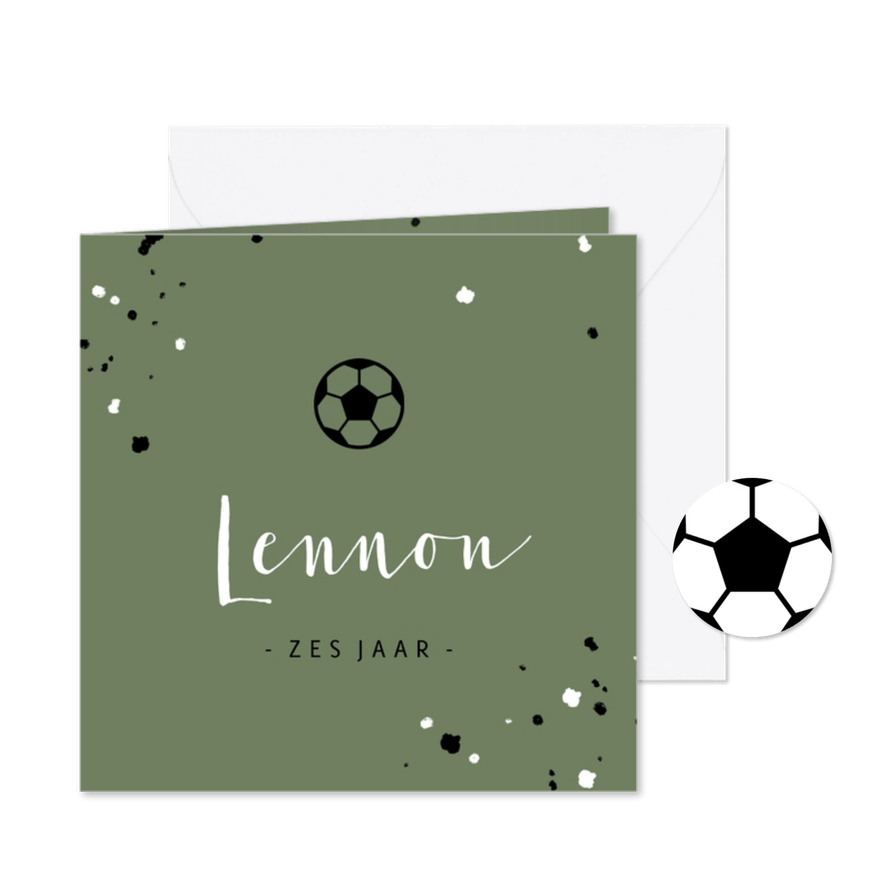 Kinderfeestje uitnodiging voetbal met spetters - Kaartimpressie