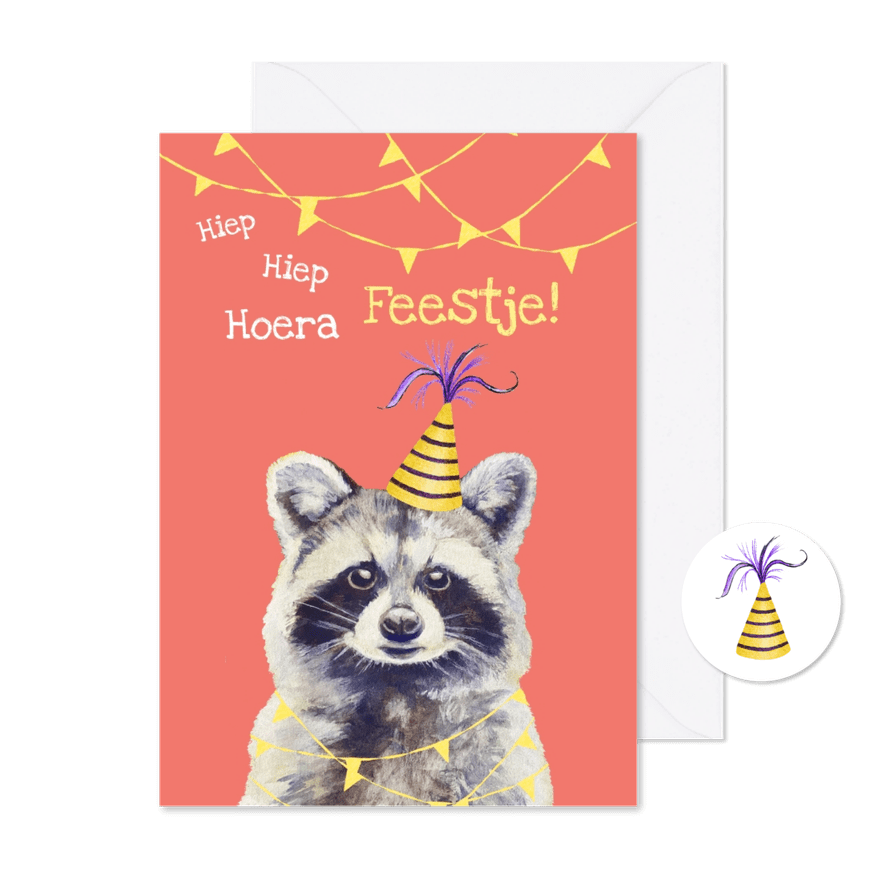 Kinderfeestje uitnodiging wasbeer - Kaartimpressie