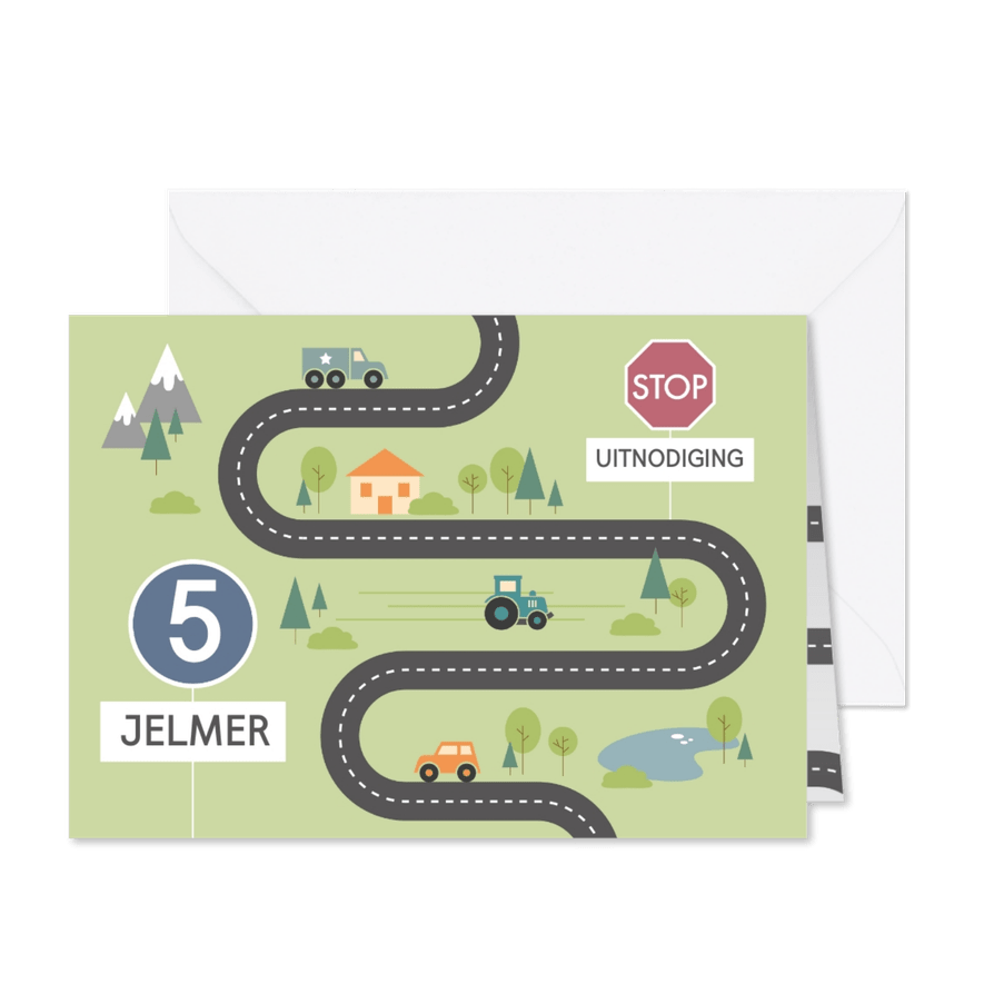 Kinderfeestje uitnodiging weg met verkeersborden - Kaartimpressie