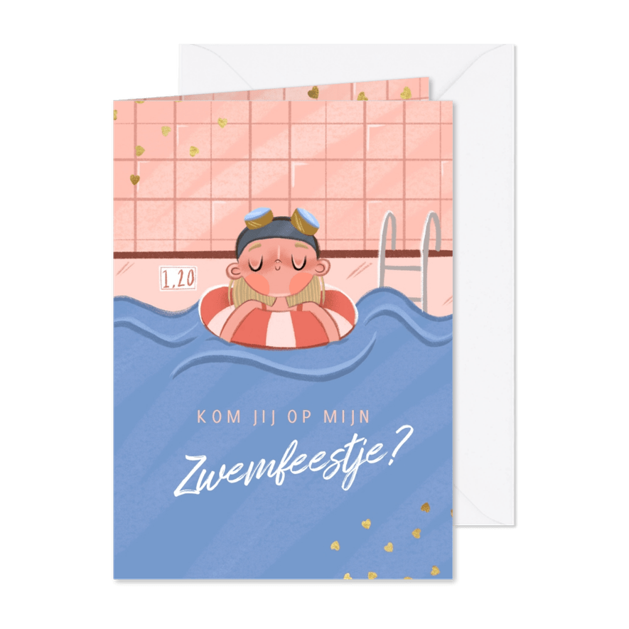 Kinderfeestje uitnodiging zwemfeestje zwembad! - Kaartimpressie