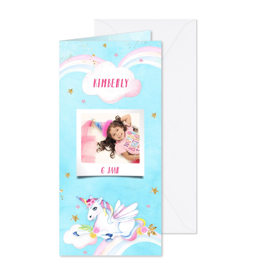 Kinderfeestje unicorn wolkje - Kaartimpressie