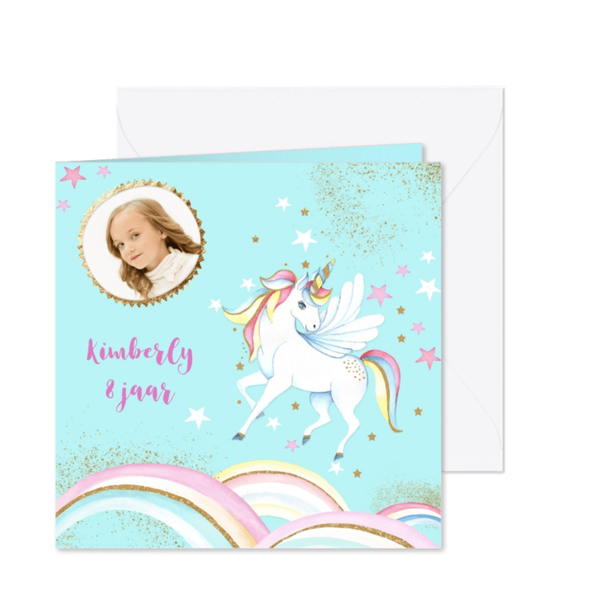 Kinderfeestje unicorn - Kaartimpressie