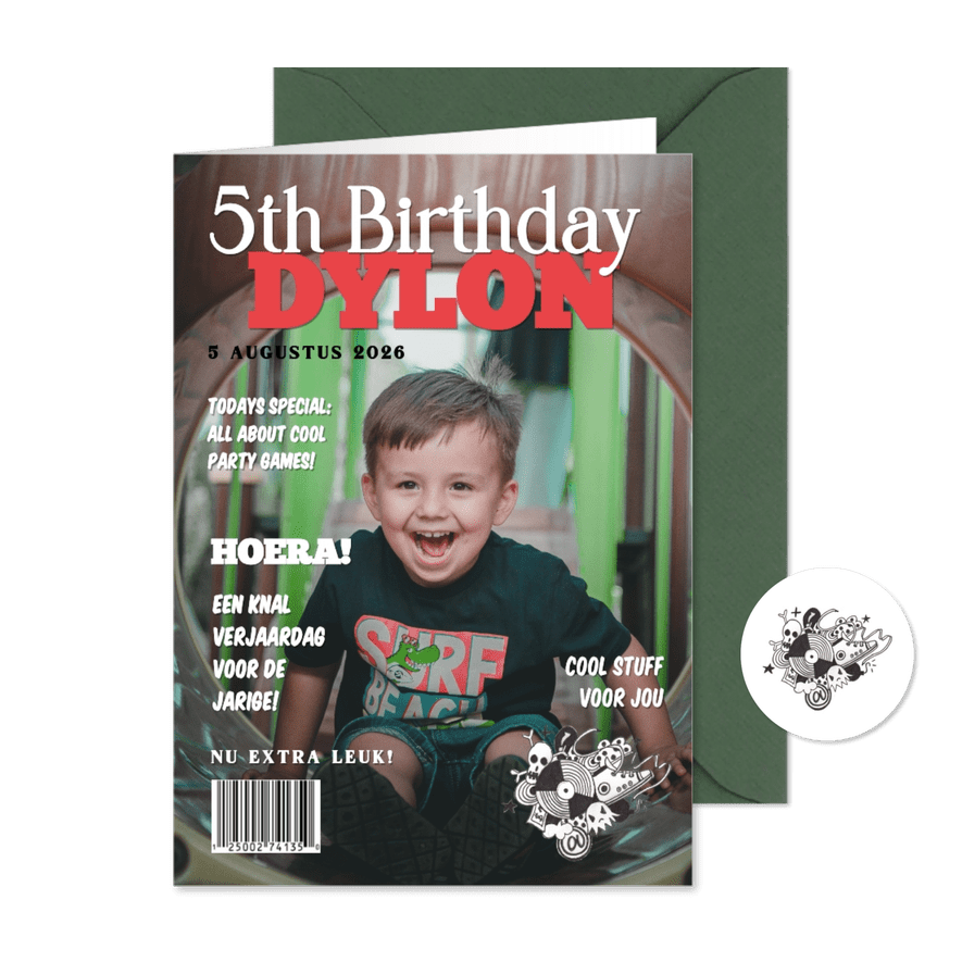 Kinderfeestje verjaardagsfeest skater - Kaartimpressie