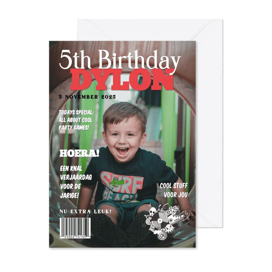 Kinderfeestje verjaardagsfeest skater - Kaartimpressie