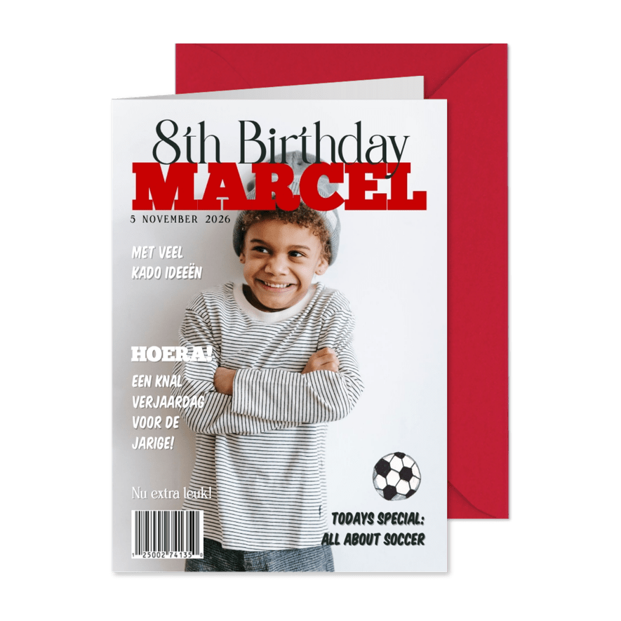 Kinderfeestje verjaardagsfeest voetbal tijdschrift - Kaartimpressie