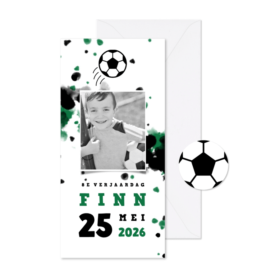 Kinderfeestje voetbal met foto en spetters - Kaartimpressie