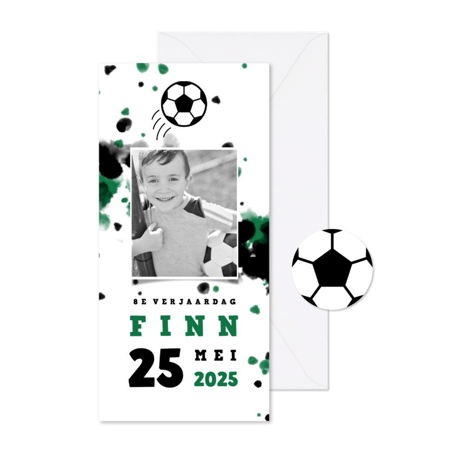 Kinderfeestje voetbal met foto en spetters - Kaartimpressie
