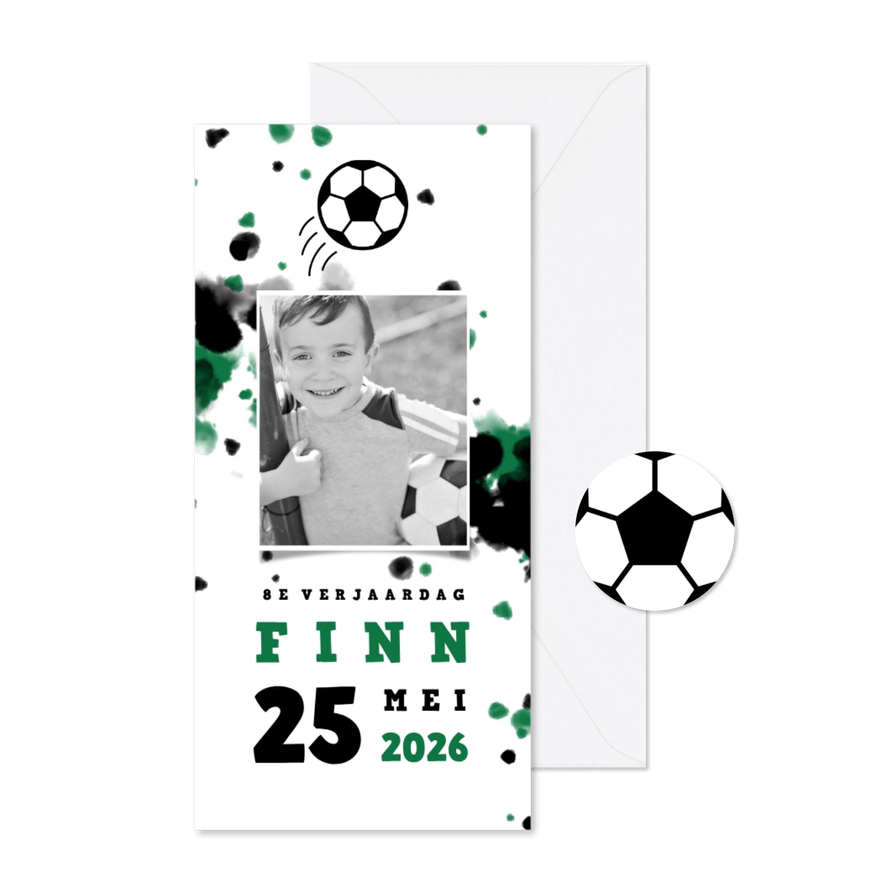 Kinderfeestje voetbal met foto en spetters - Kaartimpressie