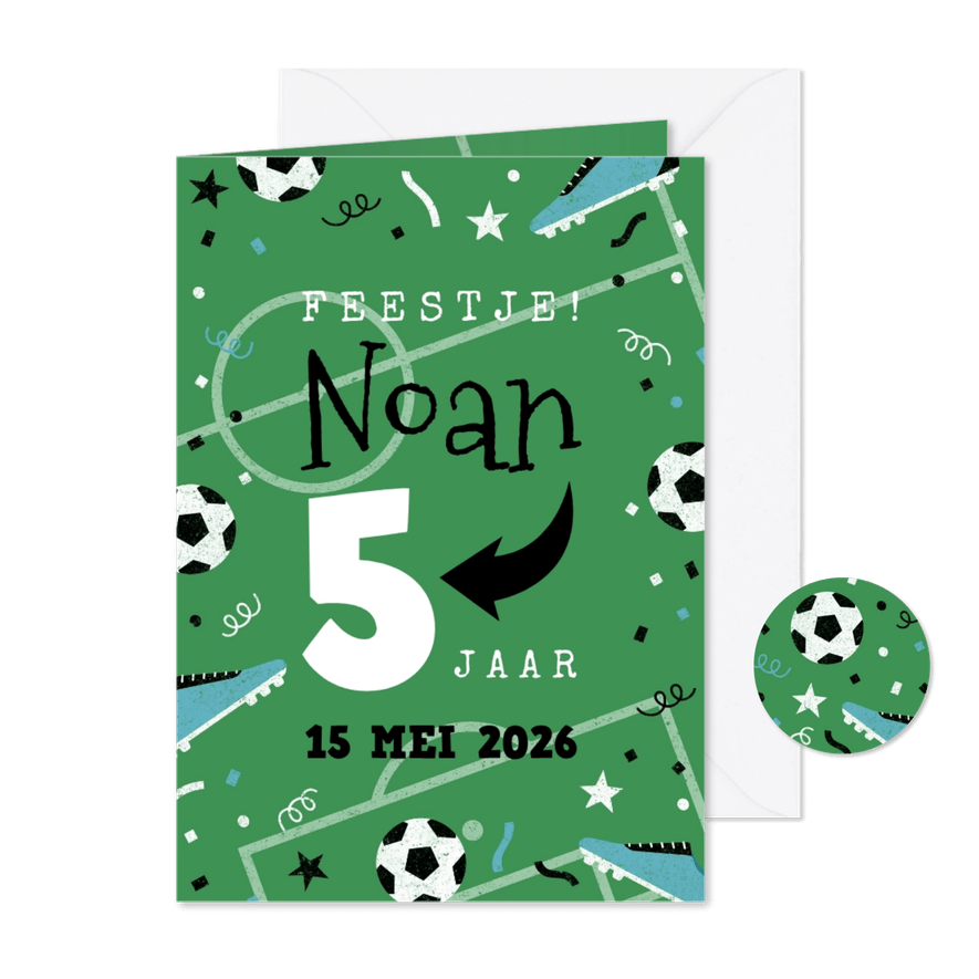 Kinderfeestje voetbalthema aanpasbare leeftijd - Kaartimpressie