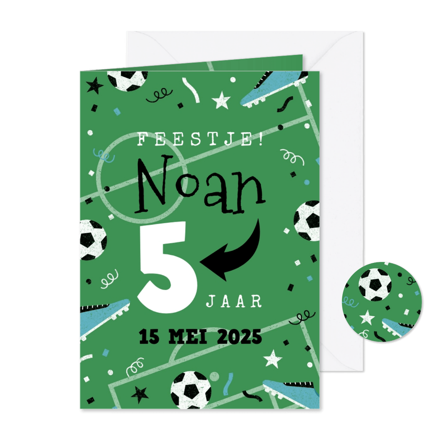 Kinderfeestje voetbalthema aanpasbare leeftijd - Kaartimpressie