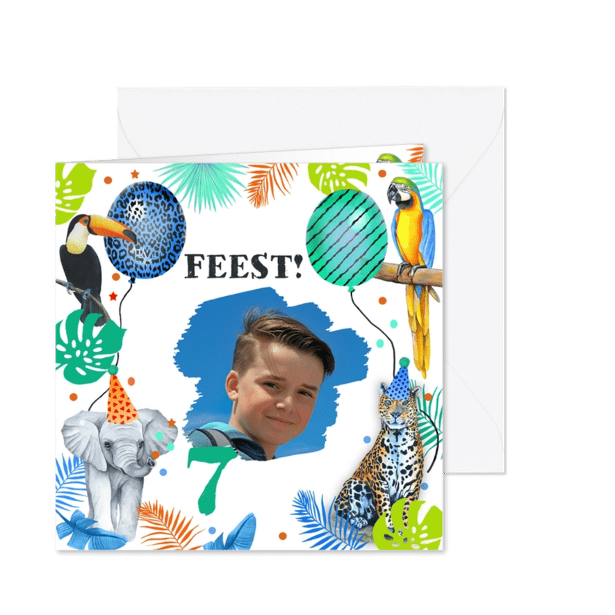 Kinderfeestje wilde dieren tropisch - Kaartimpressie