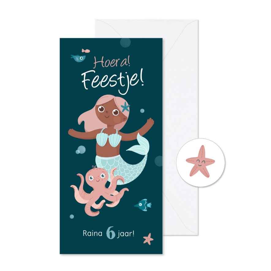 Kinderfeestje zeemeermin vissen octopus thema - Kaartimpressie