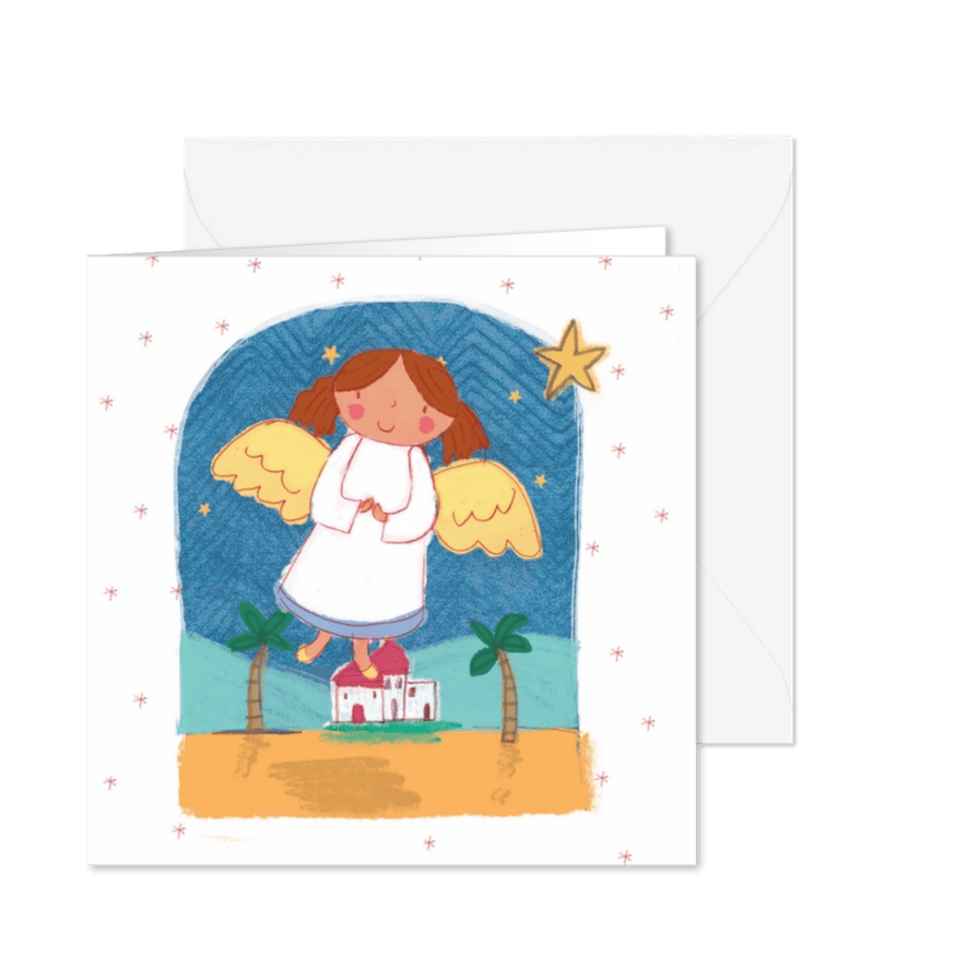 Kinderkerstkaart met een engel - Kaartimpressie