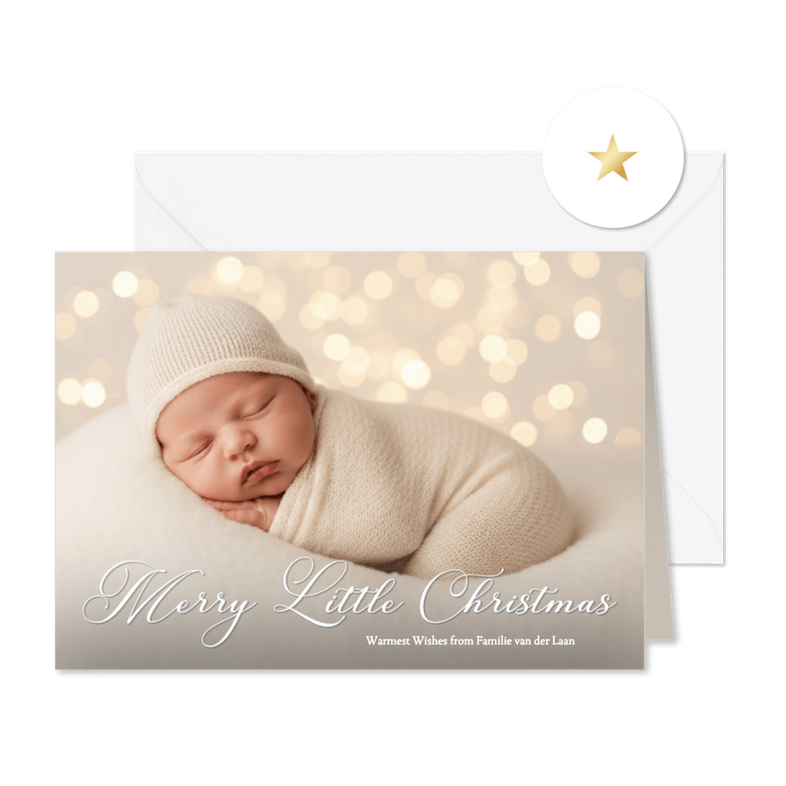 Klassiek fotokaartje merry little christmas grote foto - Kaartimpressie