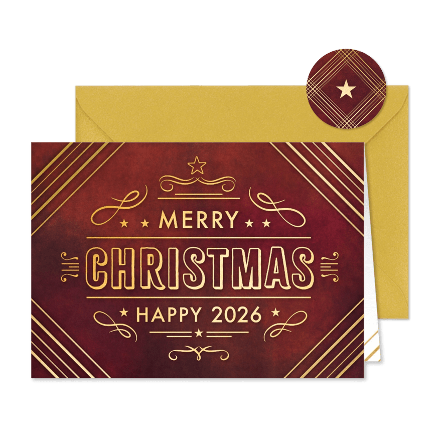 Klassieke Engelstalige art deco zakelijke kerstkaart - Kaartimpressie