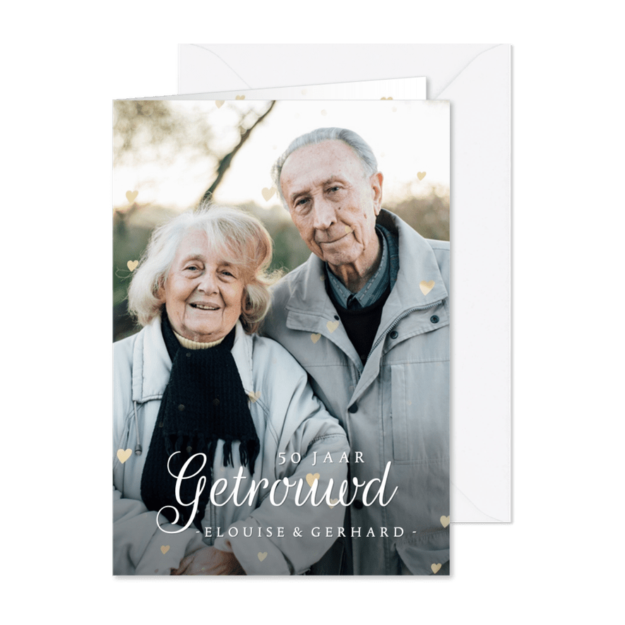Klassieke huwelijksjubileum kaart 50 jaar met eigen foto - Kaartimpressie