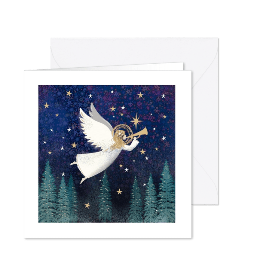 Klassieke kerstkaart met engel - Kaartimpressie