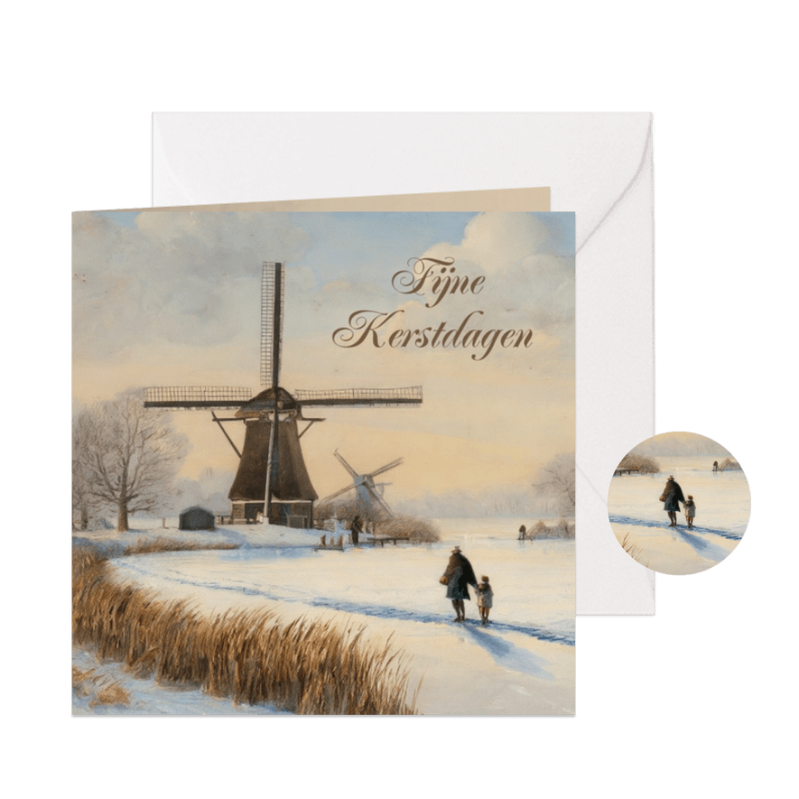 Klassieke kunst kerstkaart schilderij winterlandschap - Kaartimpressie