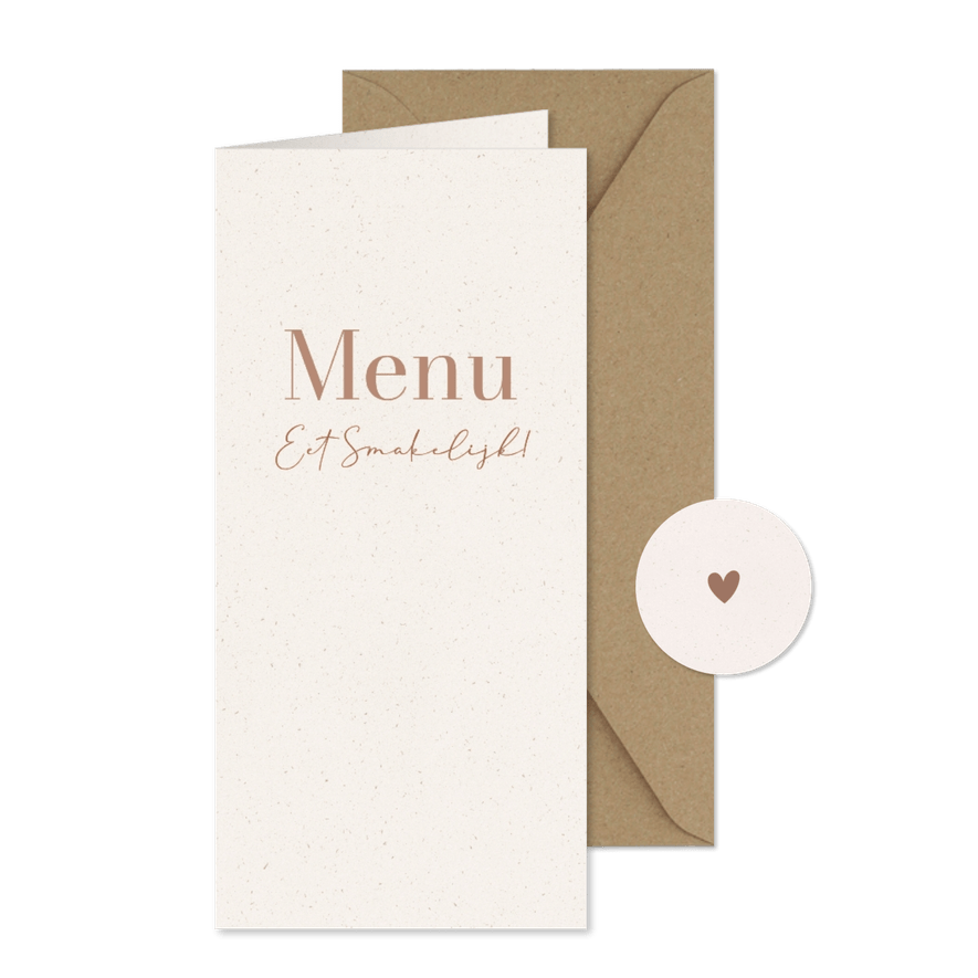 Klassieke menukaart trouwen beige papiertextuur - Kaartimpressie