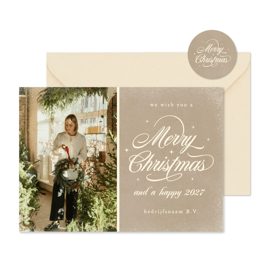 Klassieke zakelijke kerstkaart Merry Christmas foto - Kaartimpressie