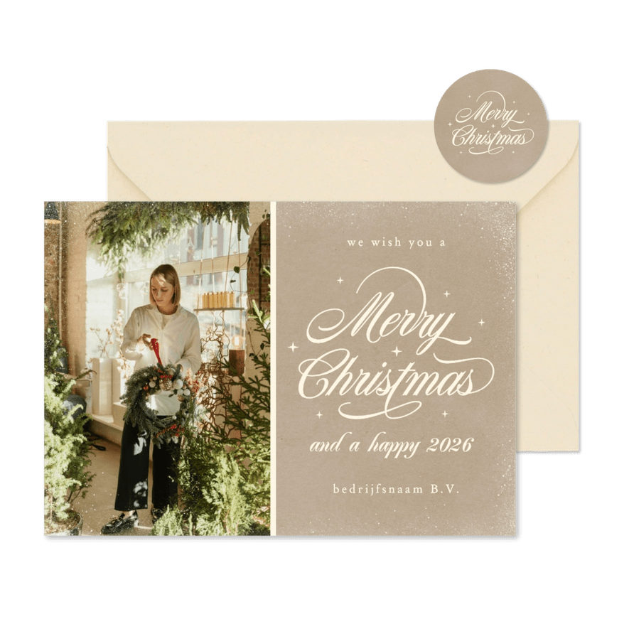 Klassieke zakelijke kerstkaart Merry Christmas foto - Kaartimpressie
