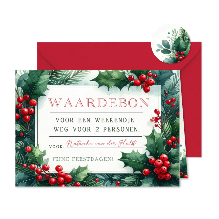 Klassieke zakelijke waardecheque als bedankje medewerker - Kaartimpressie