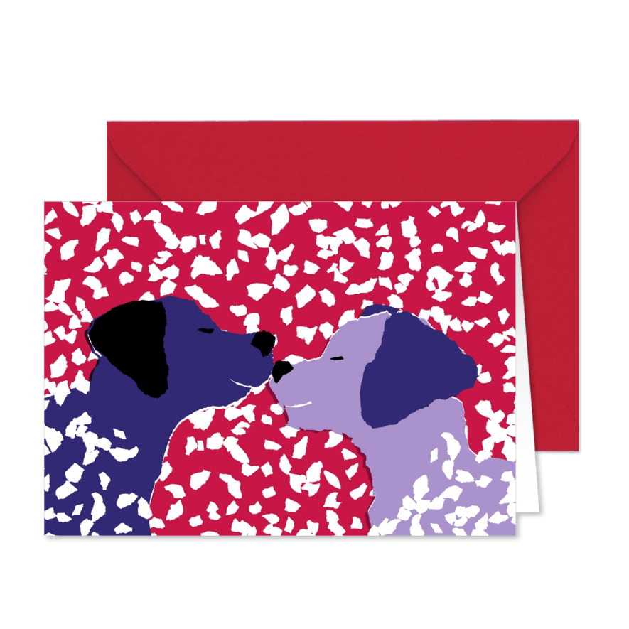 KNGF bedankkaart met twee hondjes in de sneeuw - Kaartimpressie