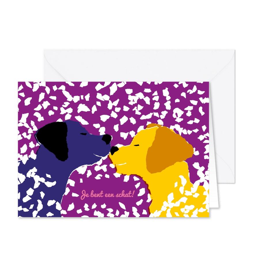 KNGF bedankkaart met twee liefdevolle hondjes - Kaartimpressie