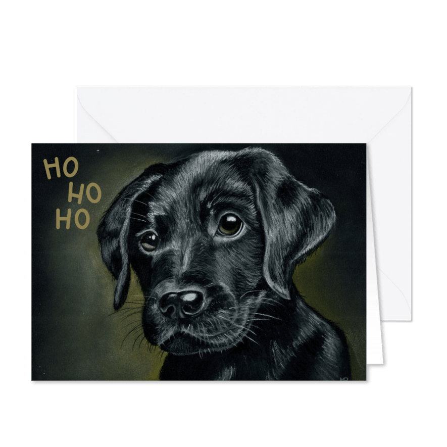 KNGF Geleidehond kerstkaart HoHoHo - Kaartimpressie
